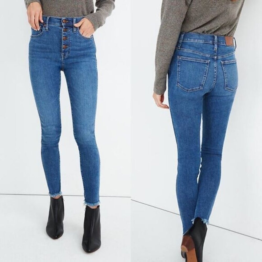 Madewell Jeans 23 10” High Rise‎ Skinny Mackey Button Front Edition